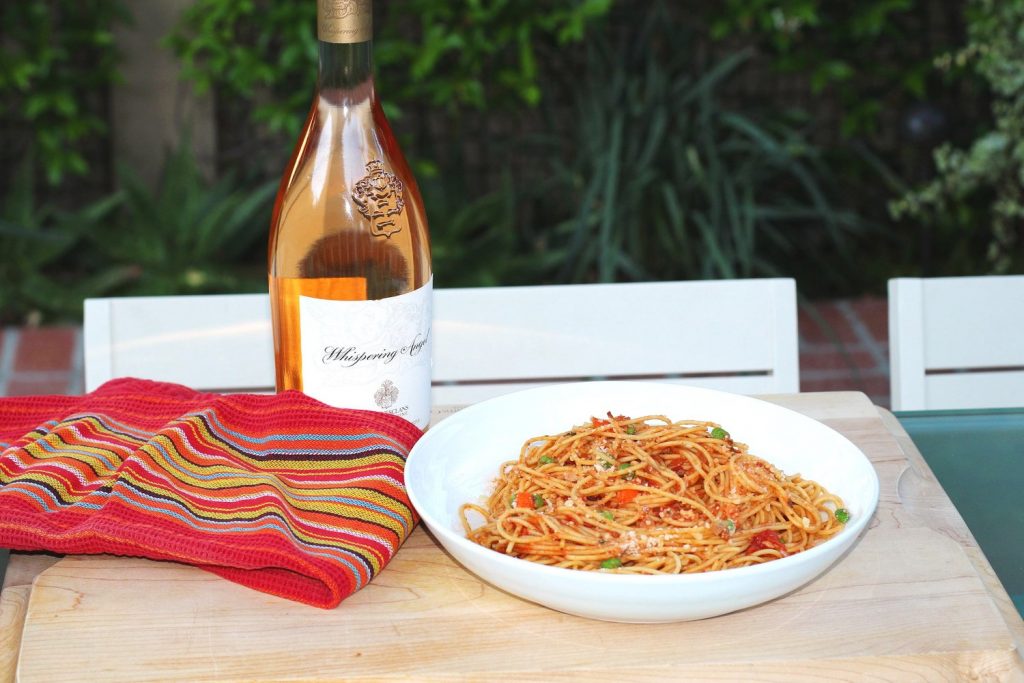 Capellini with Tomato and Peas Recipe.