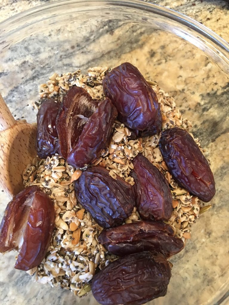 Mixing Dates for Raw Date Bar Recipe