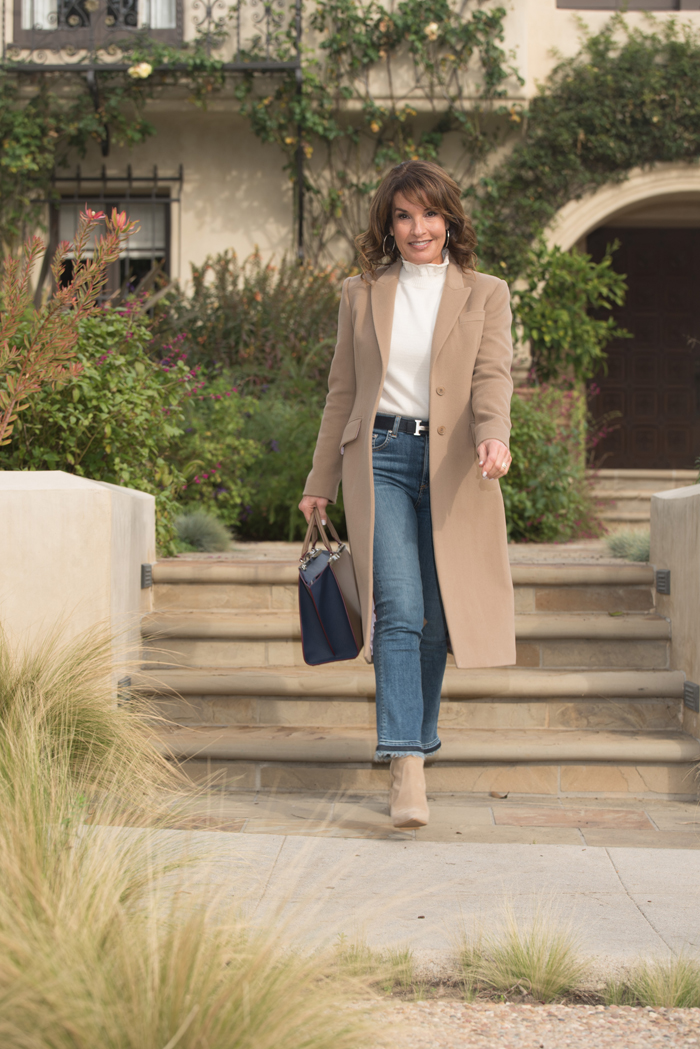 Givenchy Coat, Co Sweater, Rag and Bone Jeans, Stuart Weitzman Boots, Fendi Handbag, Miu Miu Sunglasses, Hermes Belt.