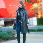 Worth New York Coat, Aqua Turtleneck, Rag and Bone Jeans, Jimmy Choo Over-the-Knee Boots, Stephanie Kantis Necklaces, Gucci Belt, Valentino Handbag, Celine Shades.