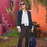 The Row Jacket and Pants, Mantu Blouse, Gianvito Rossi Sandals, Prada Bag, Celine Shades.