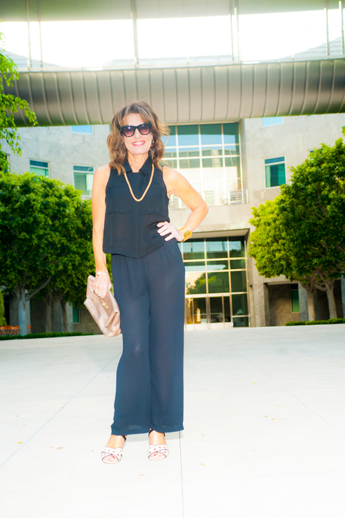 Theory Top, Peter Cohen Pants and Awake Skirt (Available at Savannah Santa Monica), My Grandmother's Necklace, Gianvito Rossi Sandals, Mulberry Clutch.