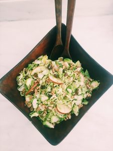 Brussel Sprouts Salad with Apples, Dates and Walnuts