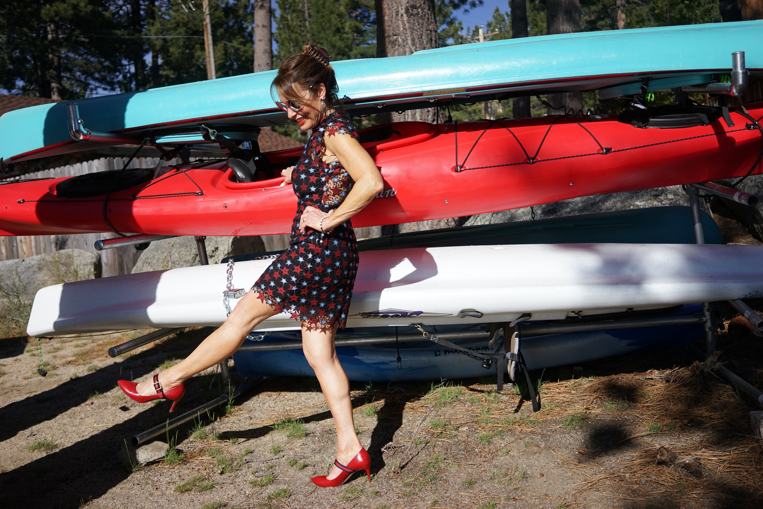 Sandro Dress, Gucci Shoes, Victoria Beckham Clutch,  Jewels by Caryn Earrings Miu Miu Sunglasses.