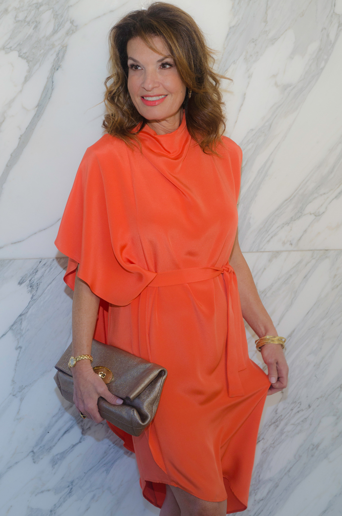 Left: Topshop Dress, Mulberry Clutch, Gianvito Rossi Sandals, Jewelry Bar Bangles, Robin Terman Earrings. Right: Topshop Dress, Celine Bag, Valentino Sandals, Hipanema Earrings, Vintage Brown Belt.