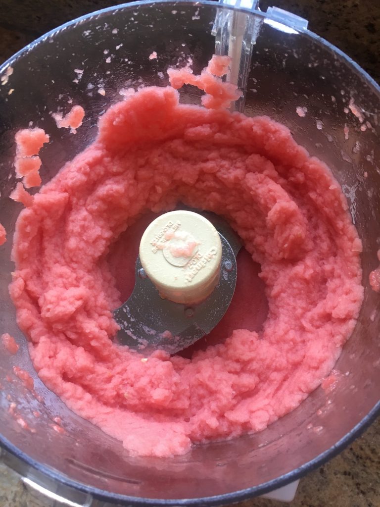 Blended watermelon for sorbet