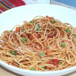 Capellini with Tomato and Peas Recipe.