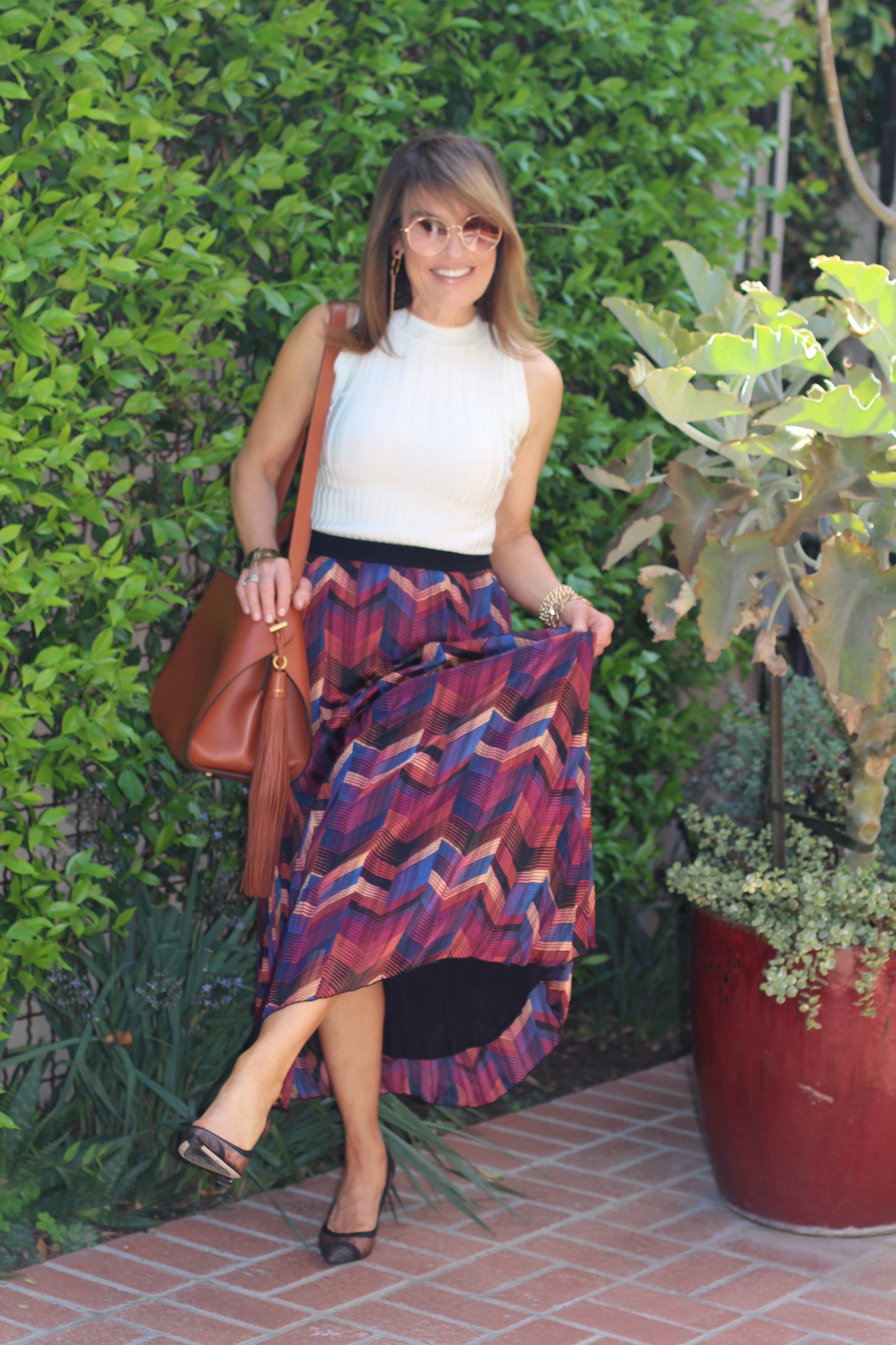 Ba&sh Skirt, Yigal Azrouel Top, Fendi Shoes, Oscar De La Renta Handbag, Gucci Sunnies, Cathryn Wagner Chain Bracelet, Jewels by Molly Beaded Bracelets, Meyrav Shavit Earrings