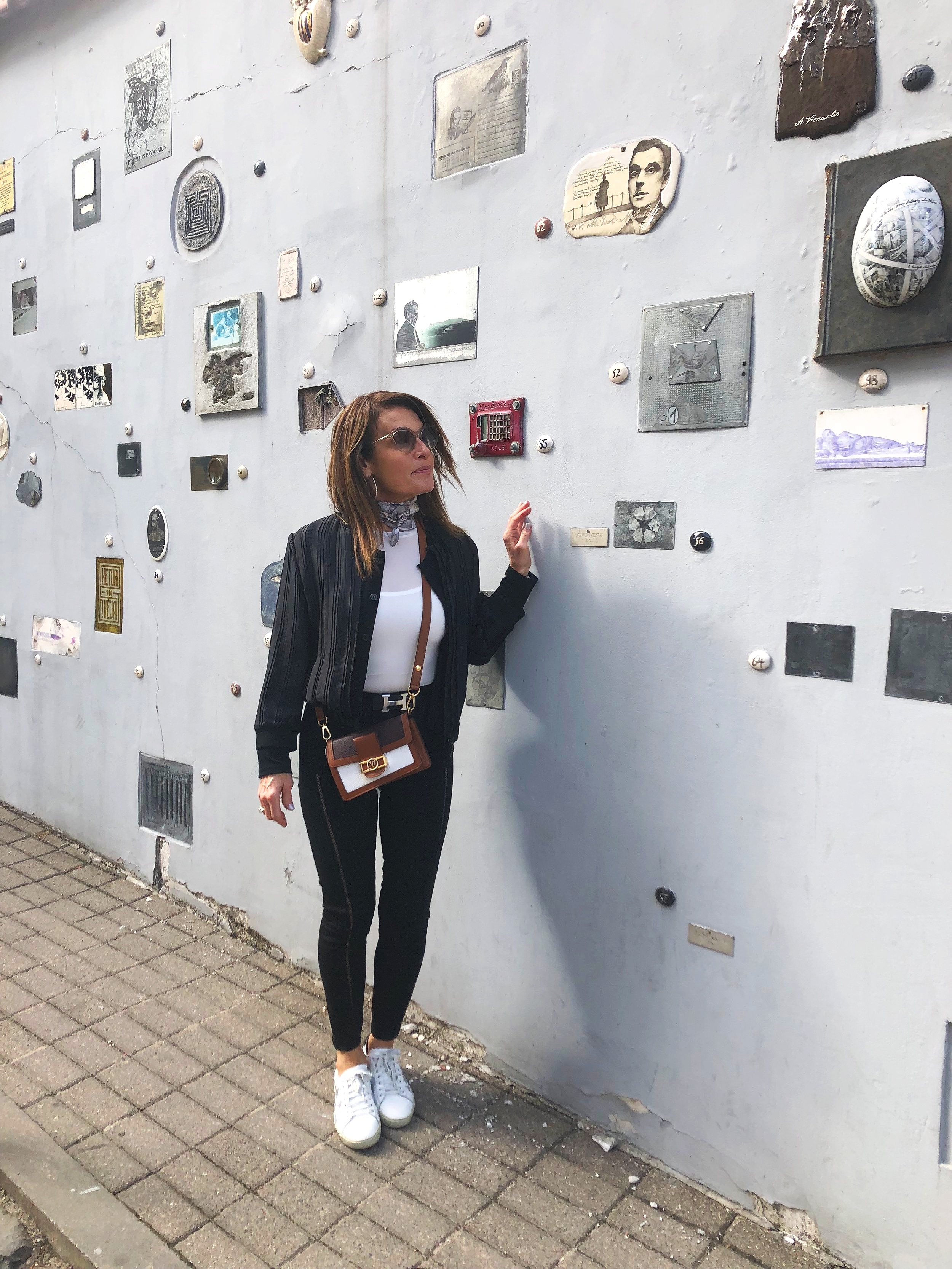  In front of the Wall of Luminaries in Vilnius, which featured many Jewish writers. 