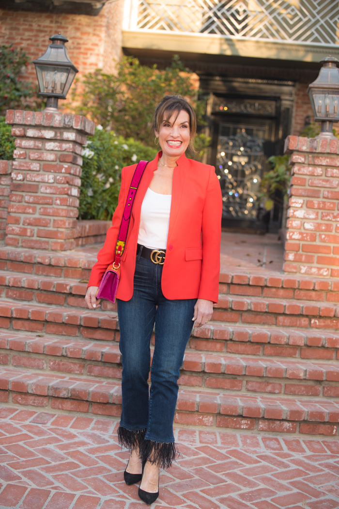 Stella McCartney Jacket, Wolford Tank, Gucci Belt, Prada Bag, Paige Denim , Gianvito Rossi Heels