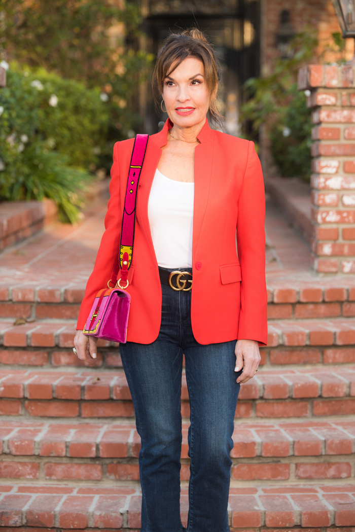 Stella McCartney Jacket, Wolford Tank, Gucci Belt, Prada Bag, Paige Denim , Gianvito Rossi Heels