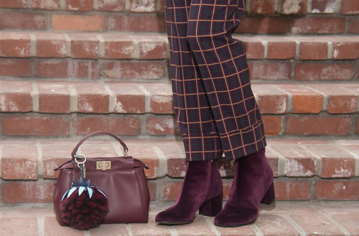 Theory Pants, Paige Blouse, The Row Jacket, Gianvito Rossi Boots, Fendi Handbag.