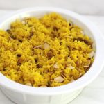 Saffron rice with almonds raisins