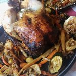 Red Roast Chicken with Whole Garlic and Vegetables