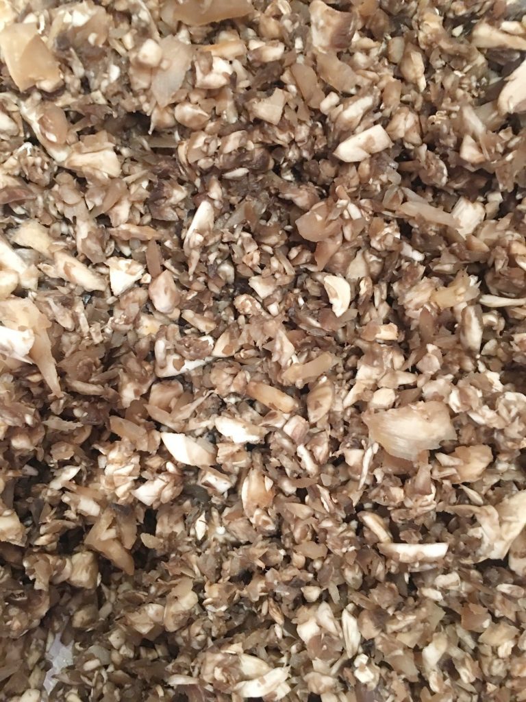 Chopped mushrooms for turkey meatloaf recipe