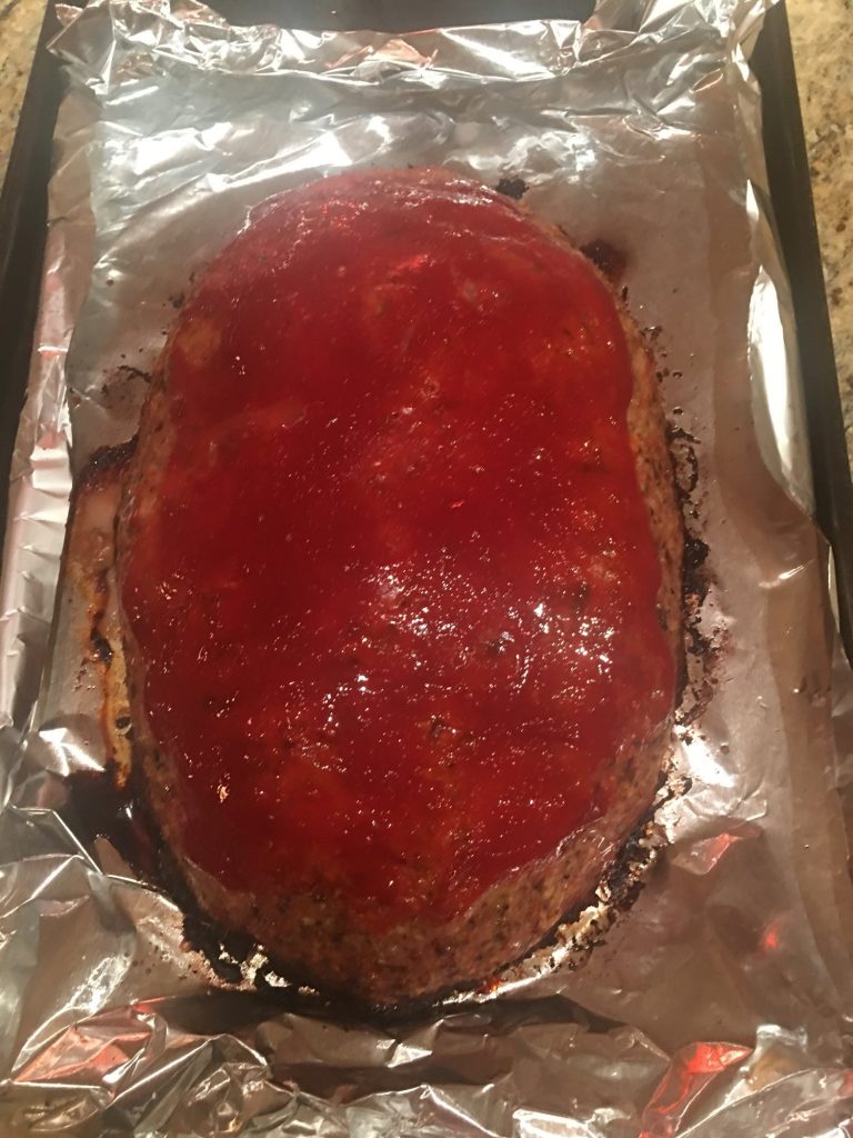Mushroom Turkey Meatloaf out of the oven