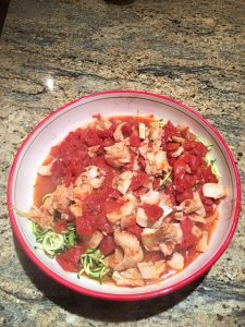 Cod Arrabbiata over Zucchini Noodles