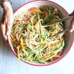Sesame Noodles with Snow Peas and Peppers Recipe