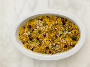 Indian Spiced Basmati Rice Pilaf.
