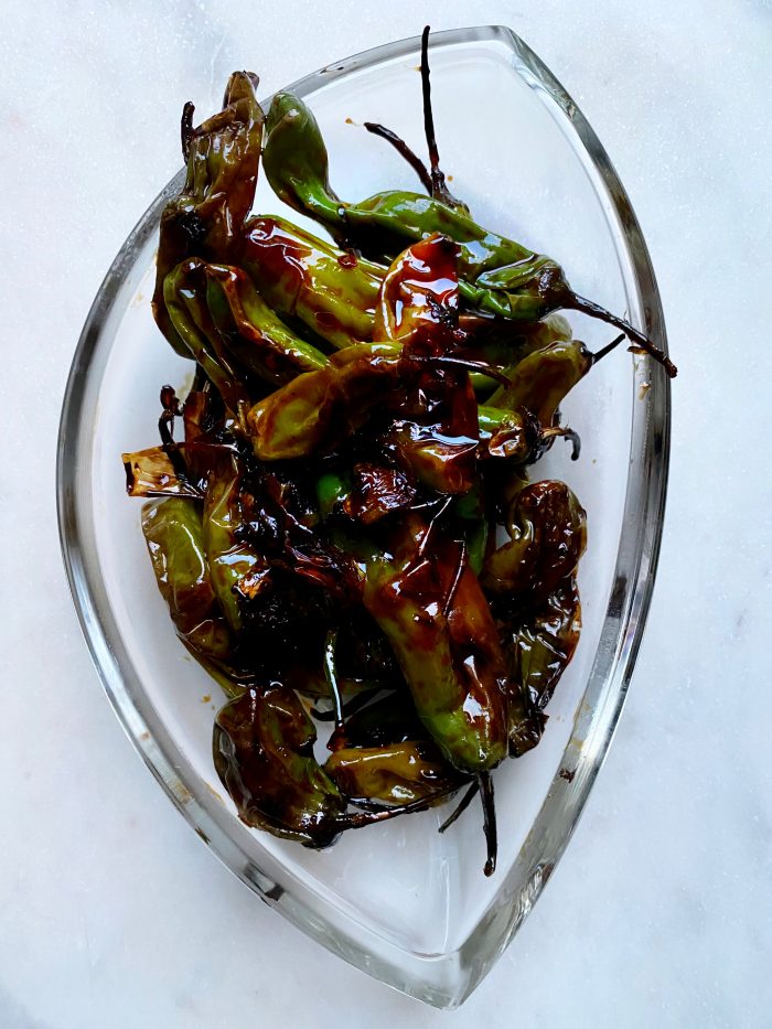 Blistered Shisito Peppers in a Balsamic Vinegar Glaze