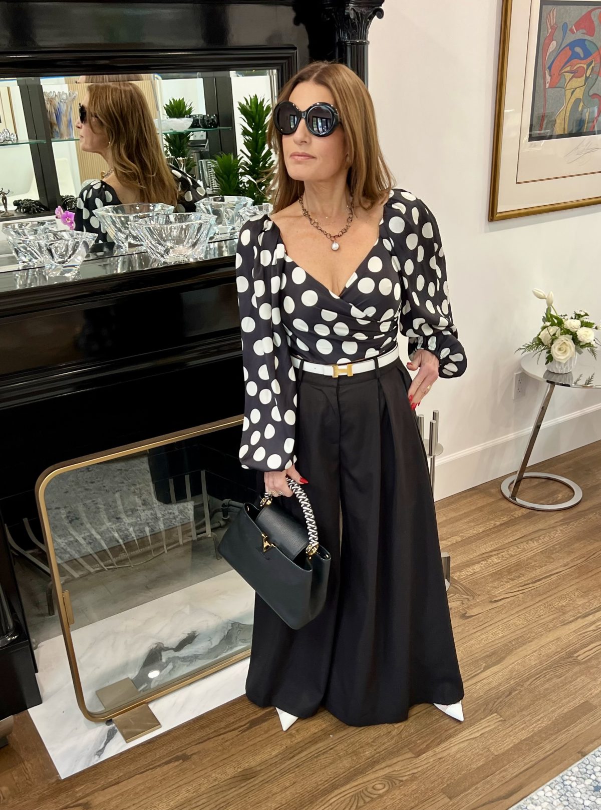 Black and white palazzo with top hotsell